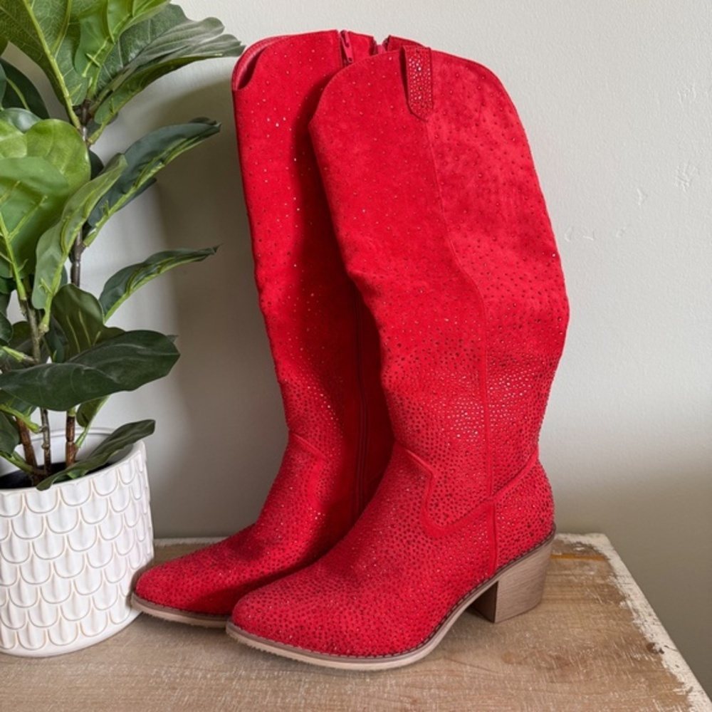 Pierre Dumas Suede Rhinestone Cowboy Boots NWOT : 8